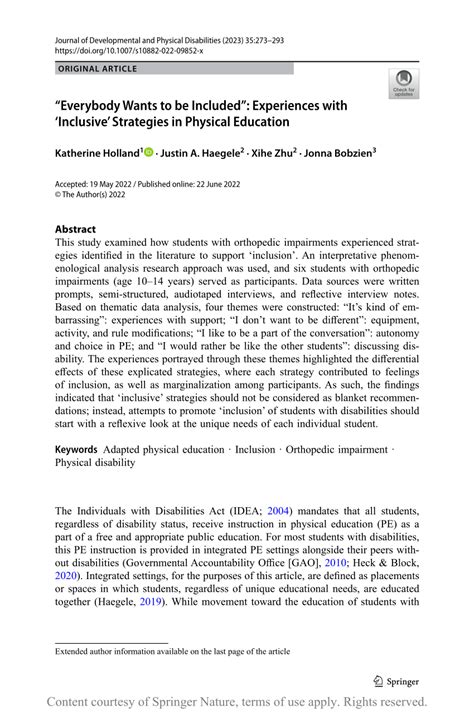 interpretive development in physical education|“Everybody Wants to be Included”: Experiences with ‘Inclusive .